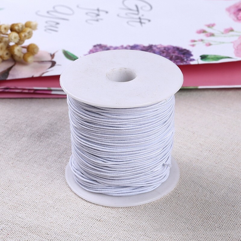 2 Rolls White Elastic Cords Stretch Threads Nylon Rubber Inside 1mm 100M/Roll