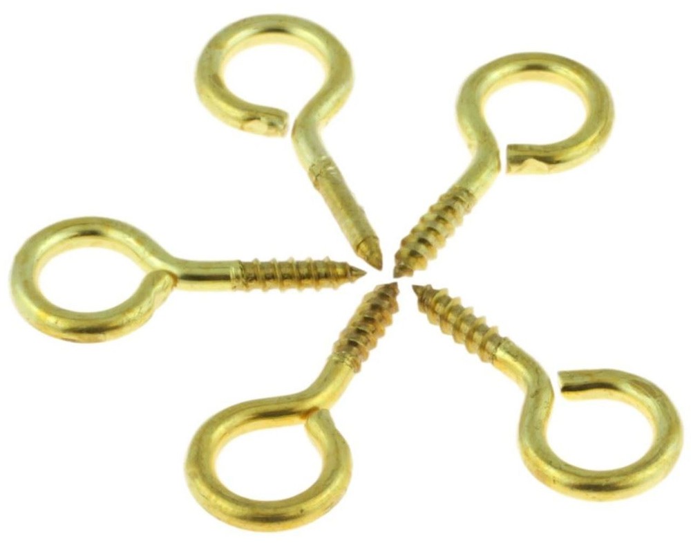 1-1/8" Solid Brass Screw Eyes - 5 pack - B75401G-PL-U