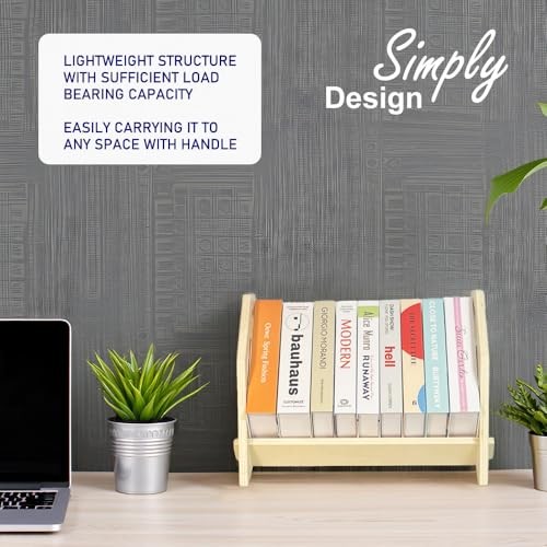 Desktop Bookshelf, Stackable Book Organizer with Handle, Storage Small Size