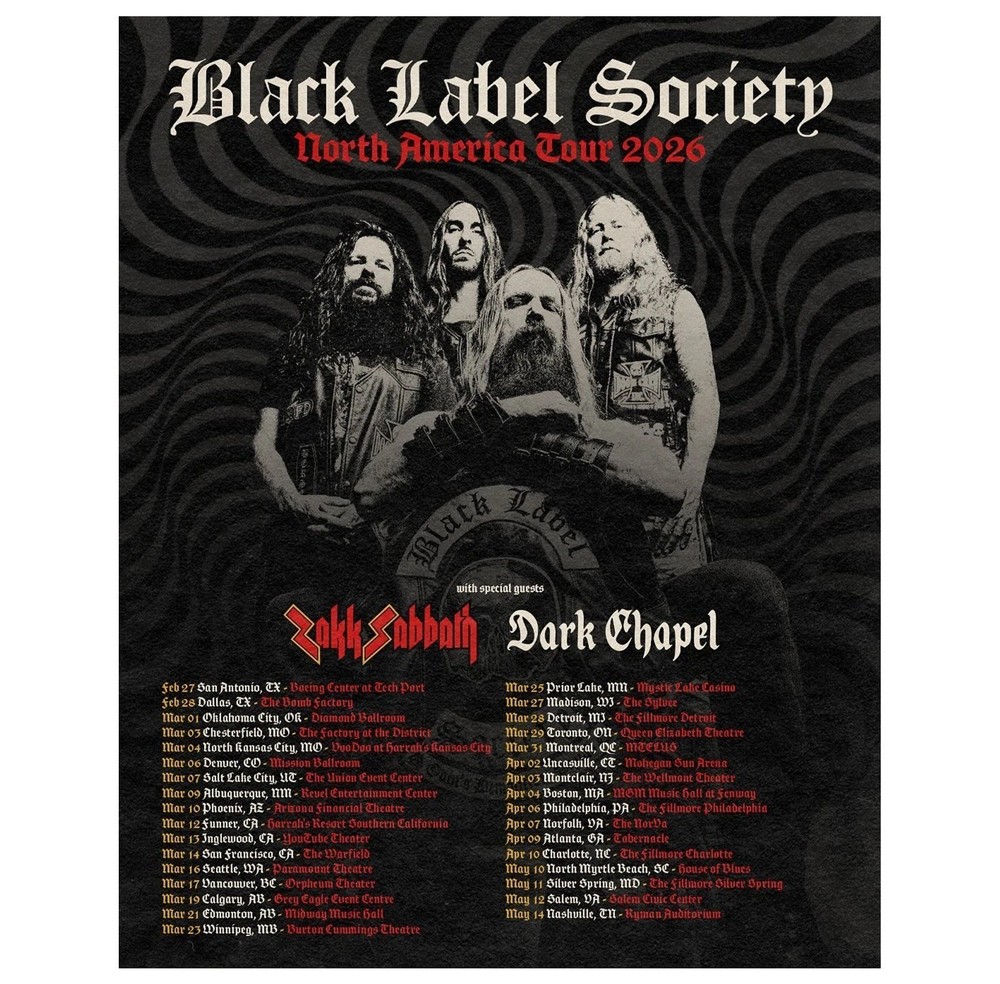 SALE! Black Label Society Tour 2026 Poster