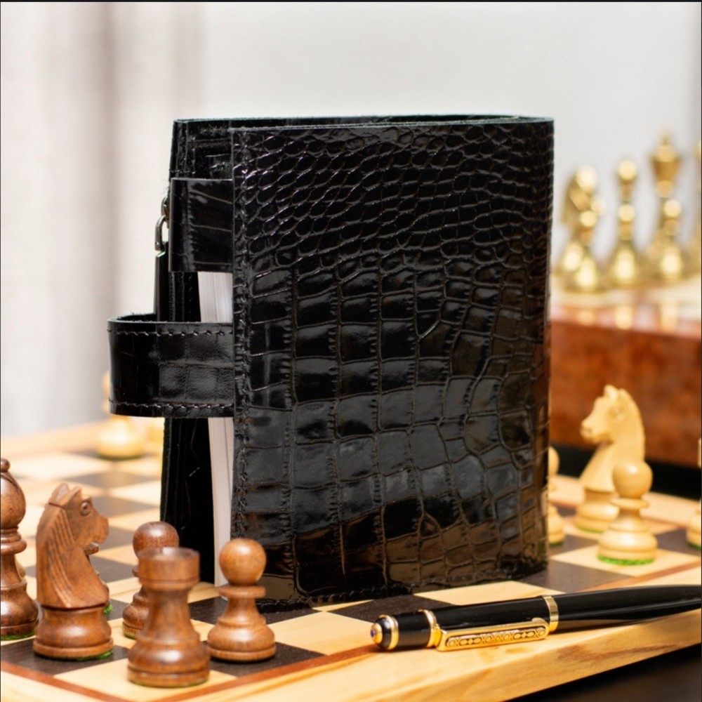 Black leather notebook cover A7 6 rings mini wallet, Mini Planner Binder.