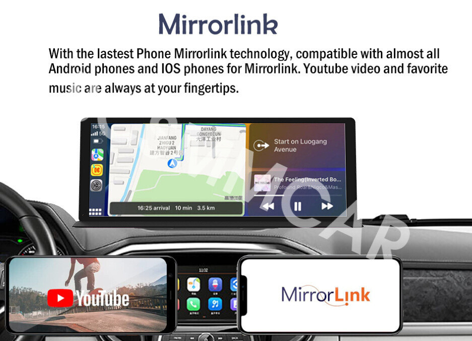 Touch Screen Dash Cam Car DVR Front Rear Cam Night Vision G-sensor Mirror Link