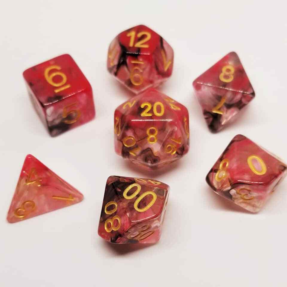 Smoky Red 7 Dice Set Polyhedral RPG DnD Dungeons Dragons Pathfinder d20
