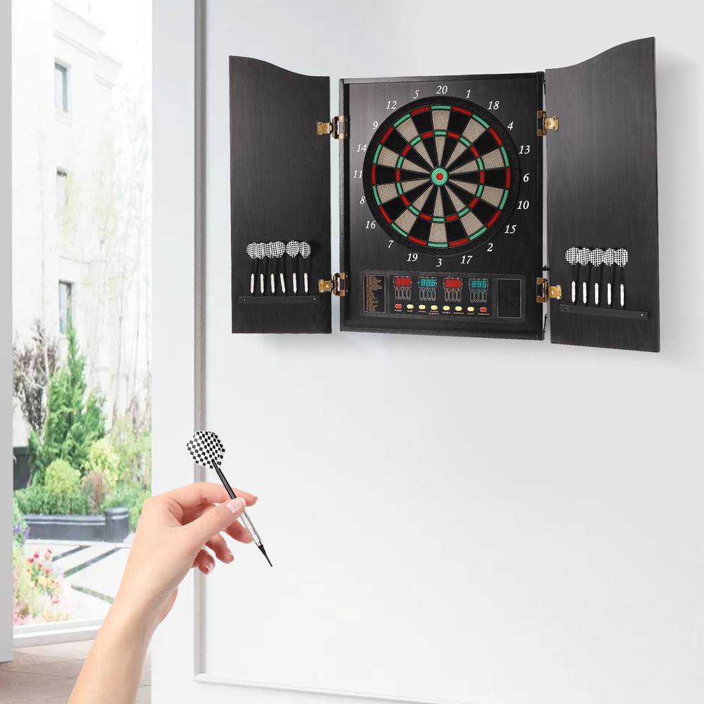 Electronic Dart Machine Wall-mounted Decorative Dartboard Cabinet & 12*Darts