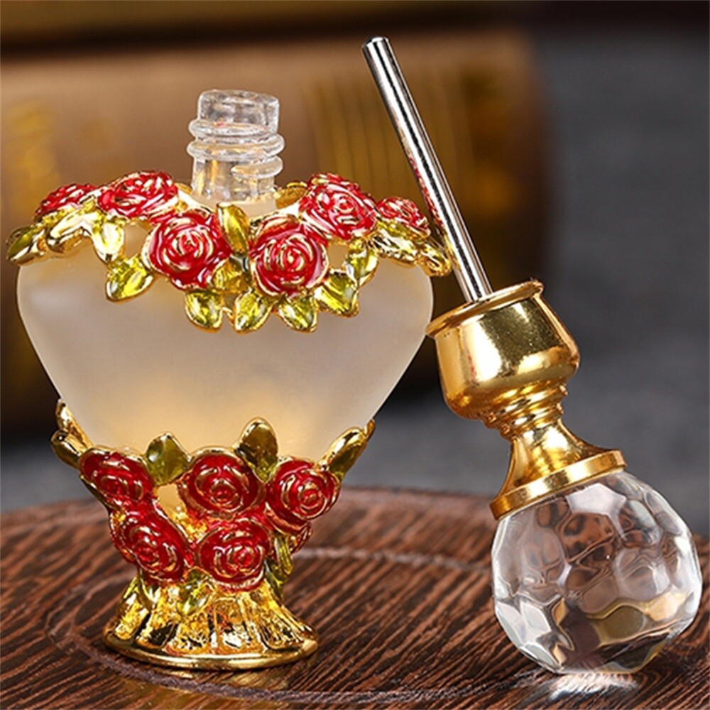 5ml Perfume Bottle Alloy Glass Empty Refillable Crystal Decorative Essential Oil