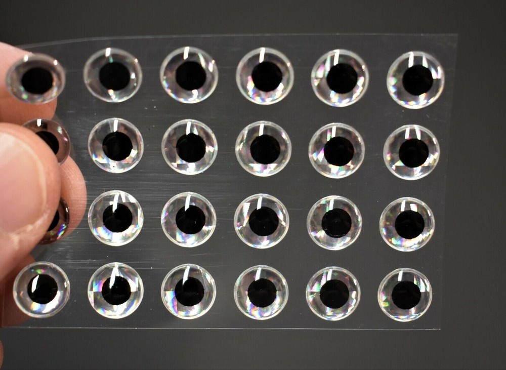 24, SILVER, 1/8" 3mm,  3D Soft Molded Lure Eyes Fly Tying
