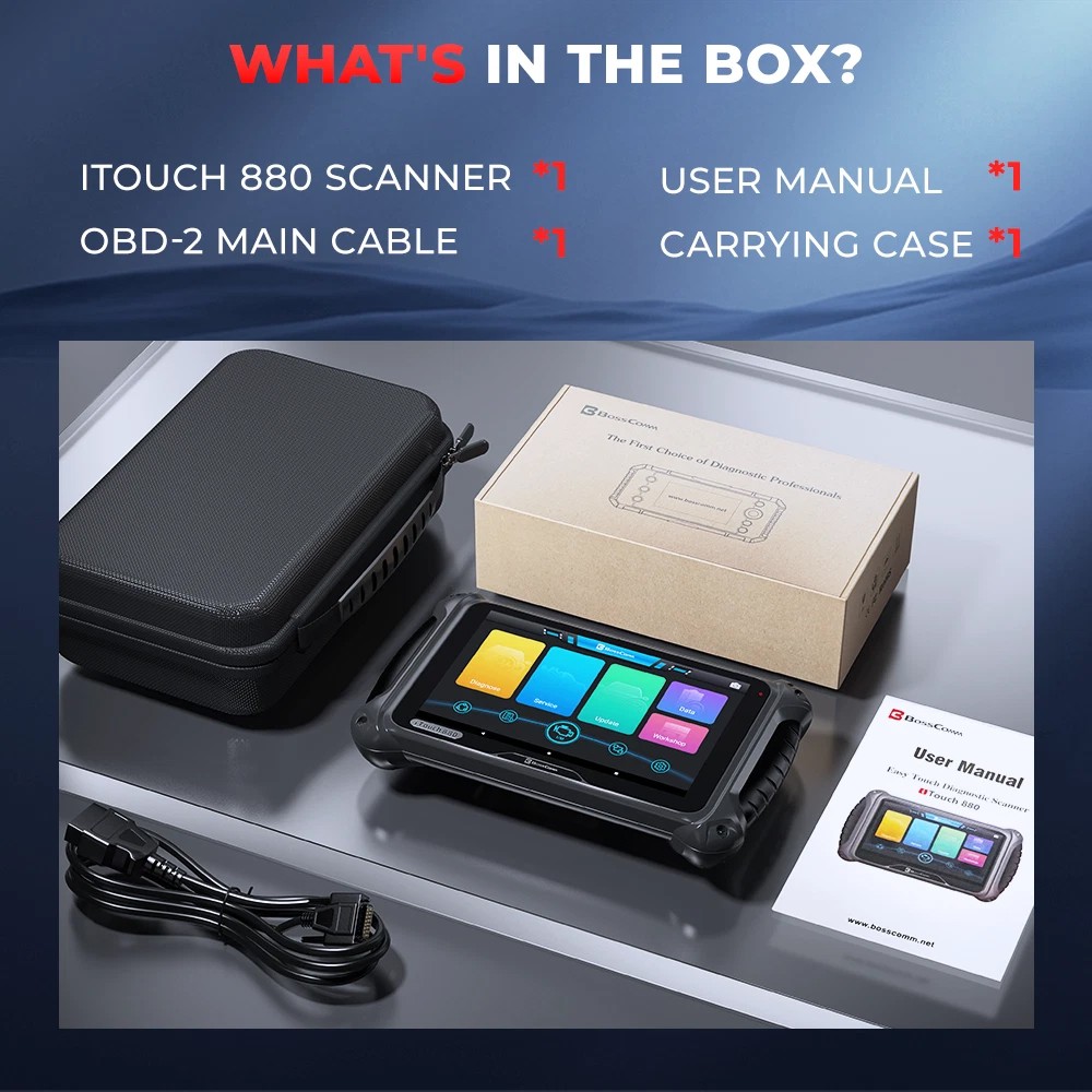 BOSSCOMM iTouch 880 OBD2 Scanner Full System Car Diagnostic Tool EPB Resets