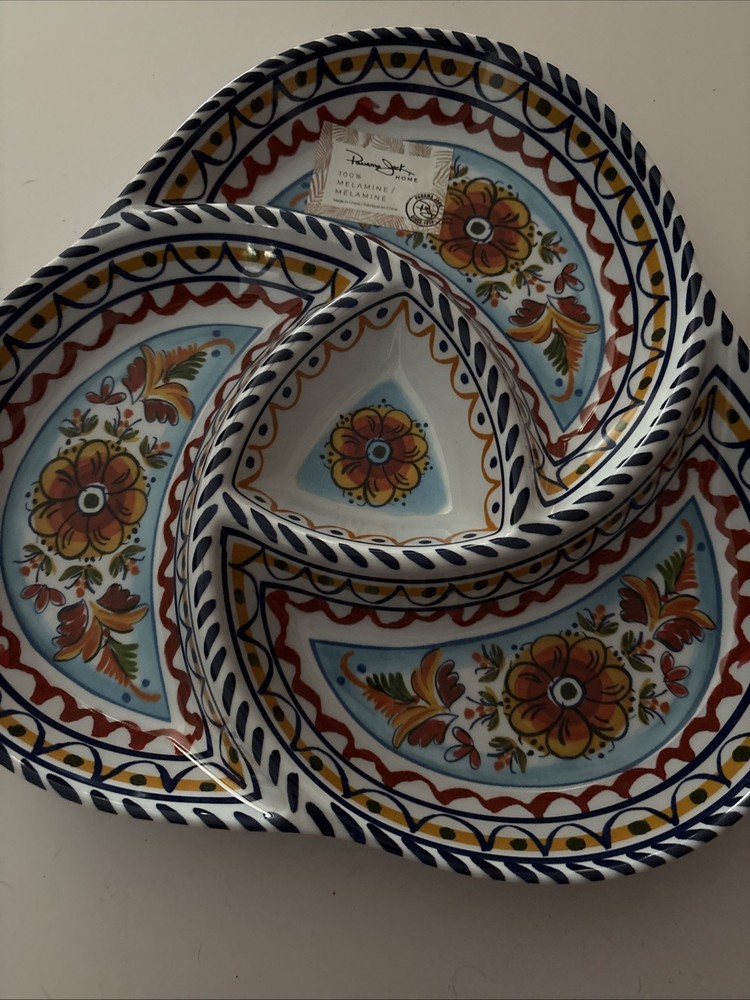 Panama Jack Home Melamine Colorful Mosaic Pattern 4 Compartment Serving Platter