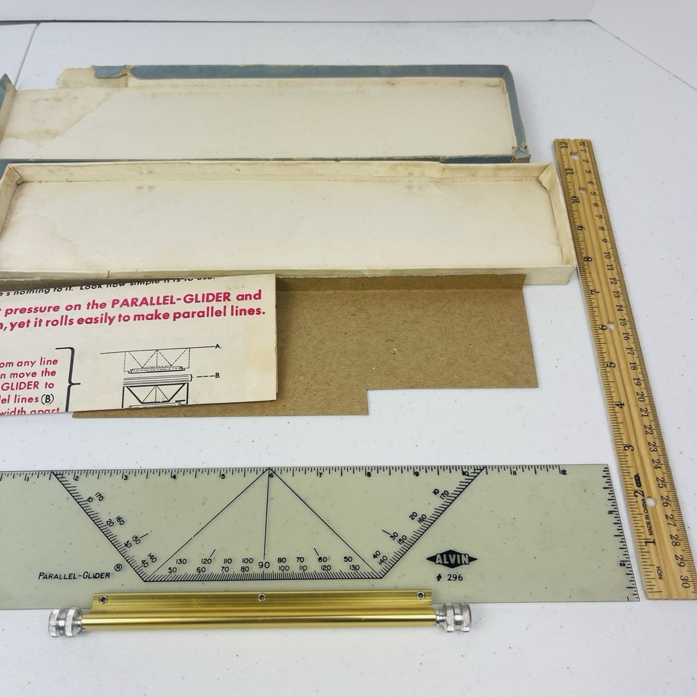 Vintage Alvin 295 Parallel Glider Drafting Tool w Original Box Instructions