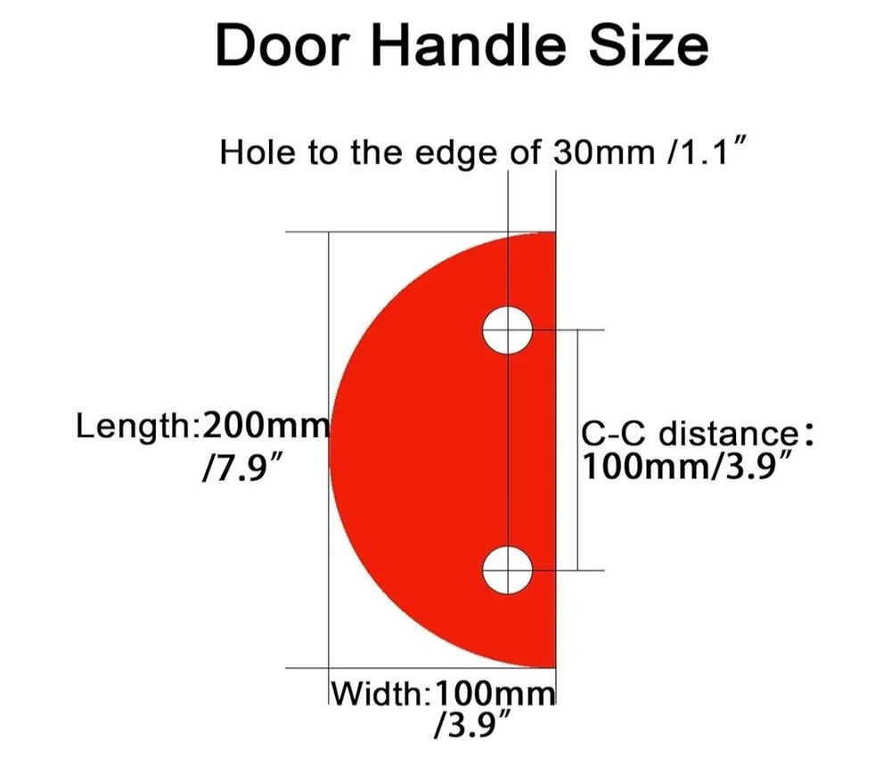 Half-Round Pull Handle, Double-Sided Heavy-Duty Diameter 200mm/7.9in Gold