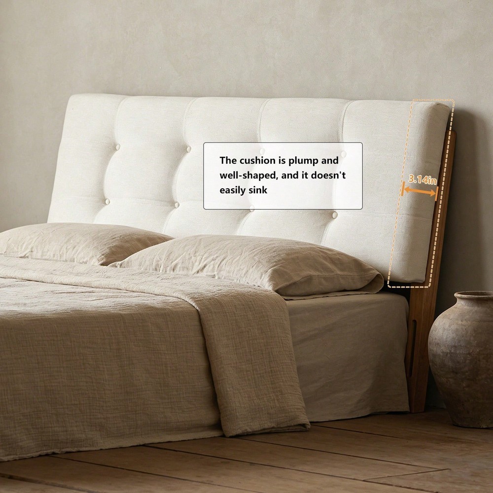 ：Lcchabls Linen Upholstered Button Tufted Headboard Adjustable Height Solid Wood