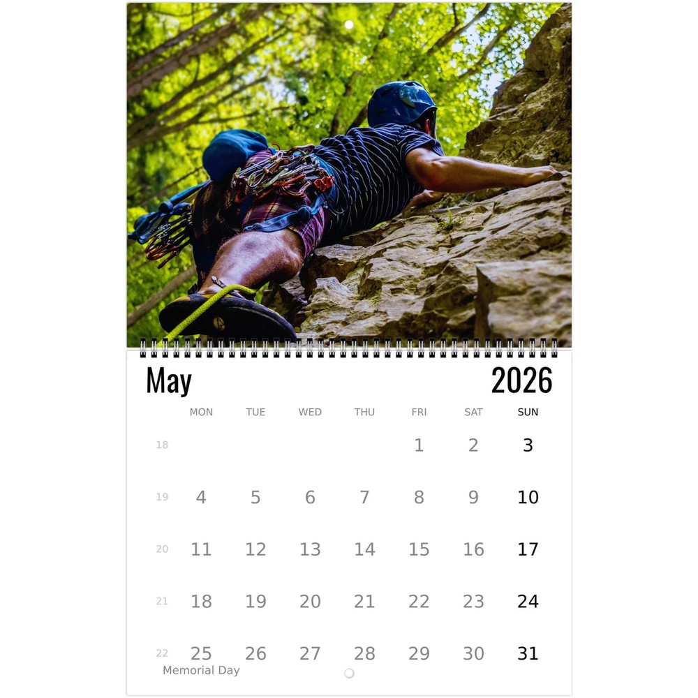 Rock Climbing Wall Calendar 2026