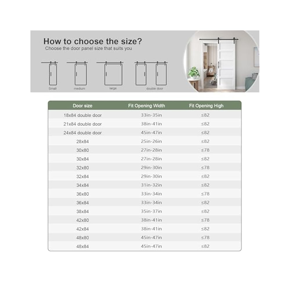 DIY 36x84" White Barn Door, Solid MDF, PVC Surface, Fits 33,34" Opening
