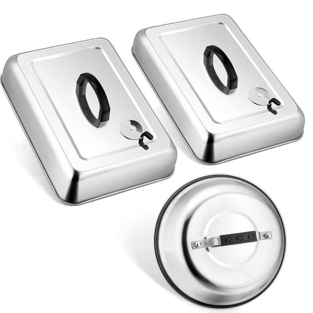 3Pcs Basting Cover for Griddle, Leonyo Large 13" Rectangular Cheese Silver