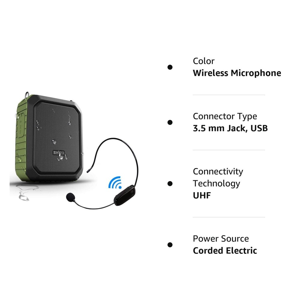18W Wireless Bluetooth Waterproof Voice Amplifier Portable Headset Microphone...