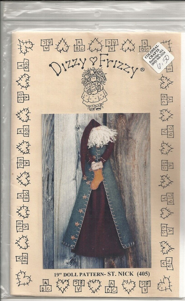 DIZZY FRIZZY 19" HANGING ST. NICK SEWING #405 PATTERN ©1996