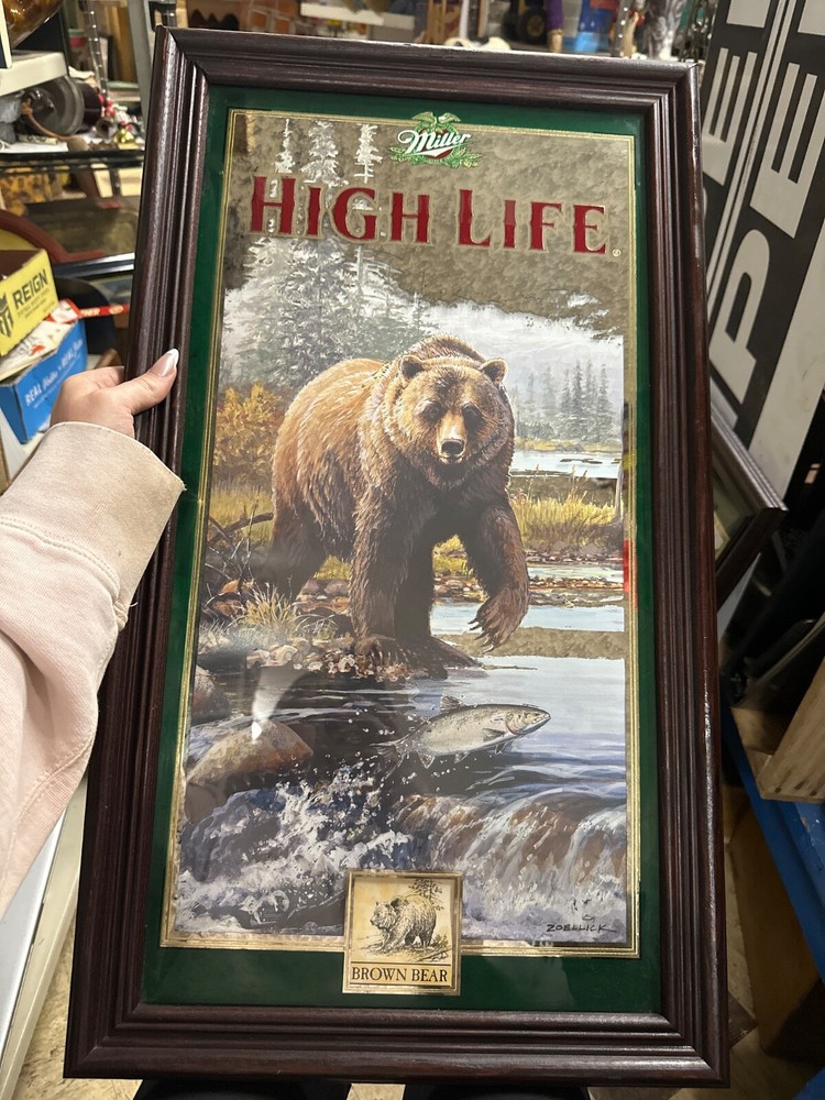 Miller High Life Beer Mirror Brown Bear