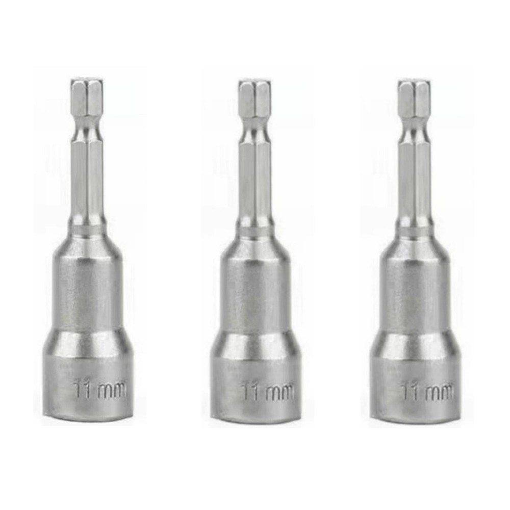 3pcs 1/4 Shank Strong Magnetic 11mm Hex Socket Driver Screw Adapter Tool Bits C