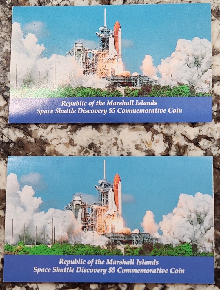 1988 Marshall Islands Space Shuttle Discovery $5 Dollar UNC Sealed Coin Explore!