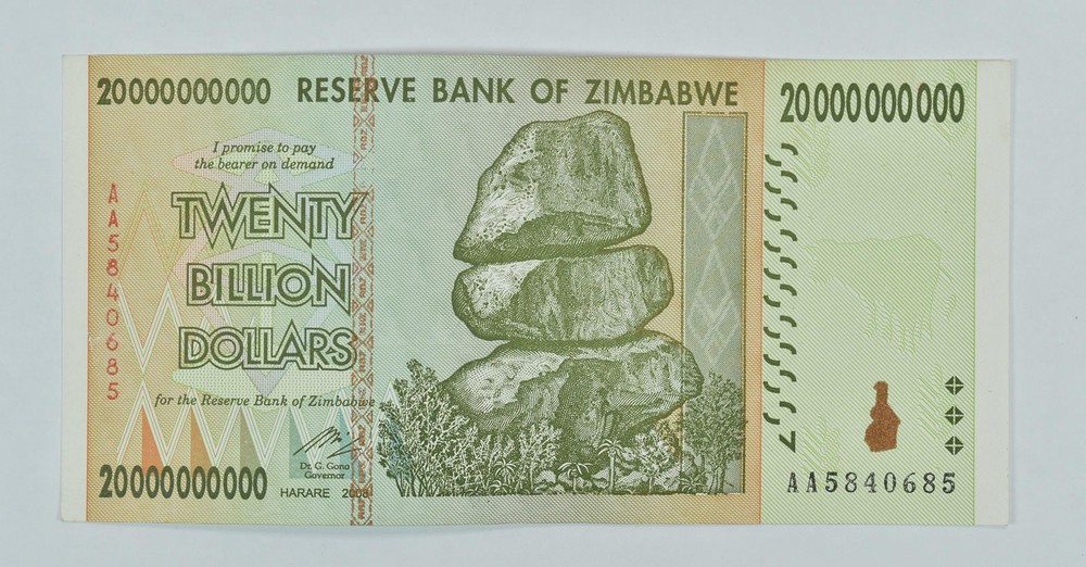 2008 Zimbabwe 20 Billion Dollars Reserve Note