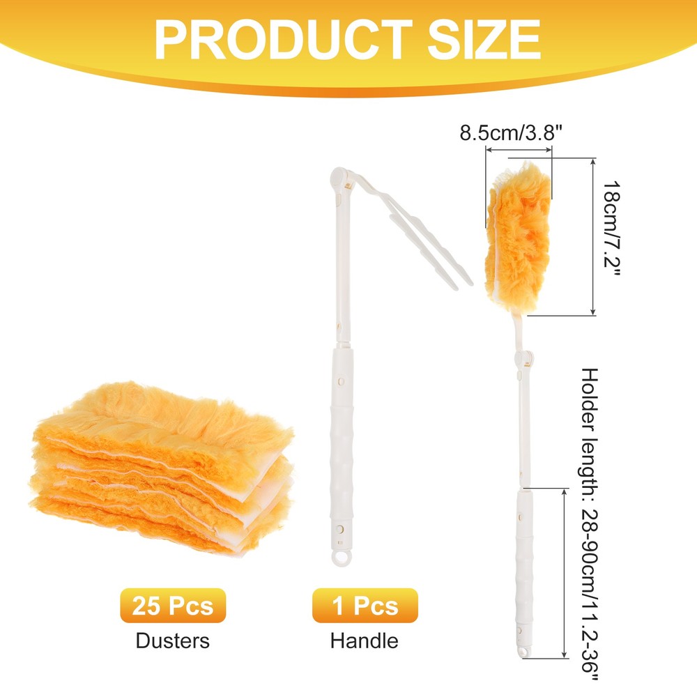 1 Count White Flexible Handle Refill, with 25 Yellow Dusters