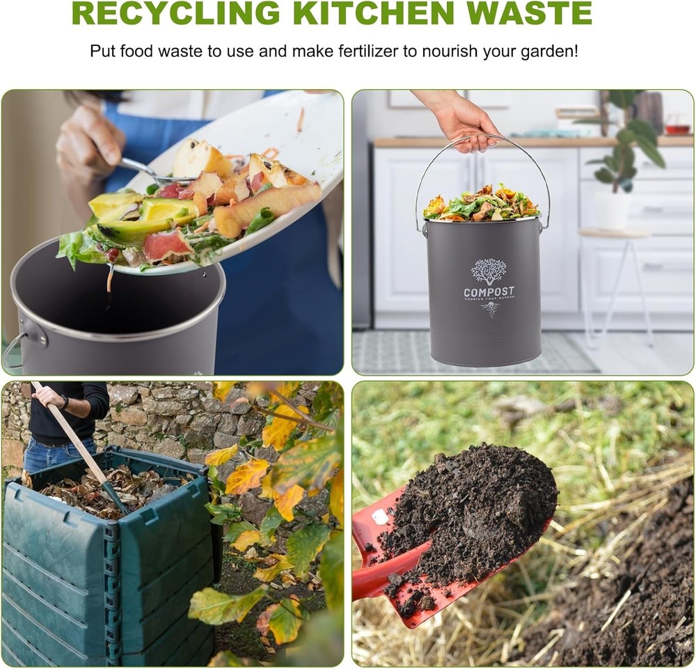 Kitchen Countertop Compost Bin Odor Resistant Indoor Compost Bin W/ Lid