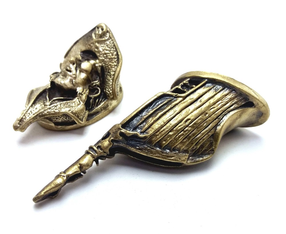 SET PIRATE SOLID BRONZE FINGER GUARD BOLSTER & POMMEL CUSTOM KNIFE MAKING