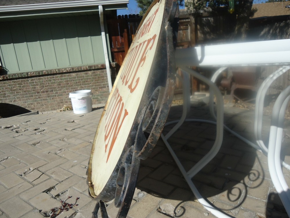 Large Antique Hand Wrought Iron Sign & Bracket