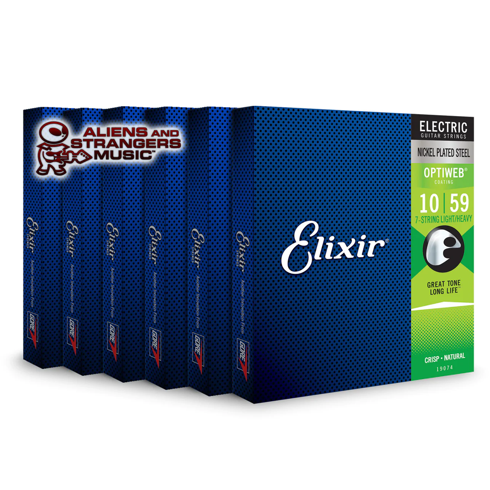 6 Sets! Elixir OPTIWEB Nickel 7-String Electric — 19074 Light/Heavy .010-.059