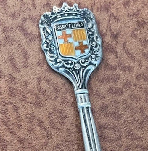 900 Silver Souvenir Spoon Barcelona Spain S