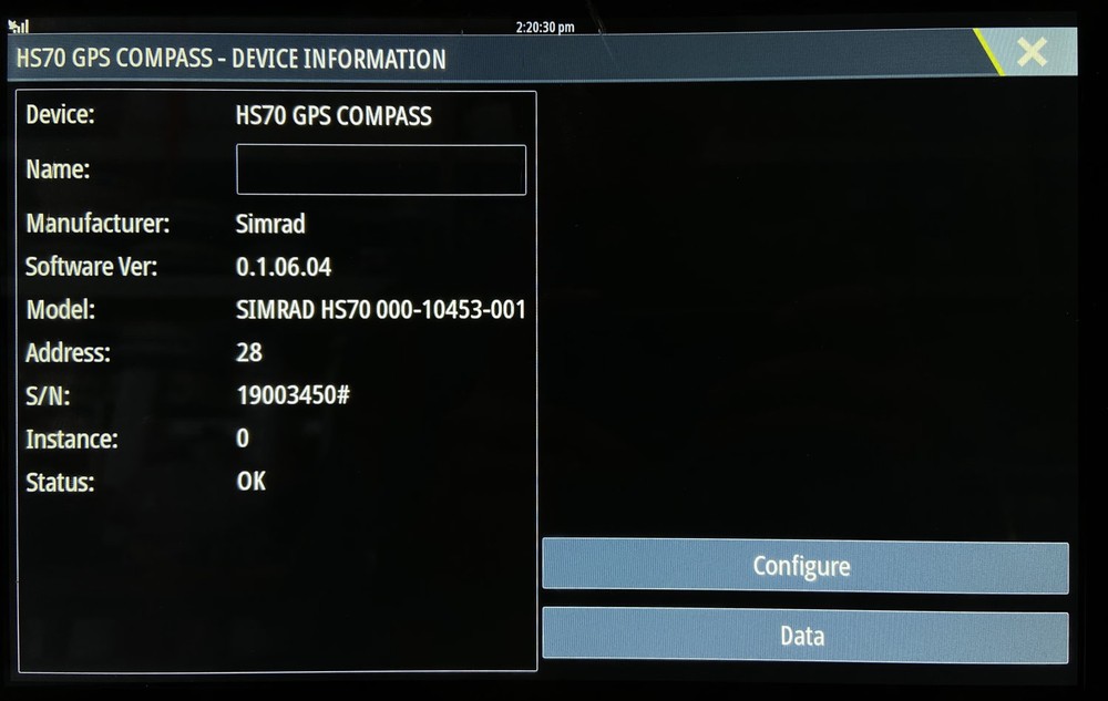 Simrad - HS70 - GPS Compass/Satellite Compass - w/N2K Drop Cable, Base - Tested