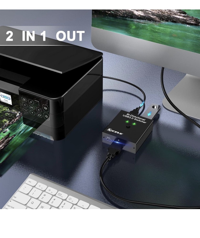 USB 3.0 Switch Selector, Bi-Directional USB Switch 2 in 1 Out / 1 in 2 Out, MLEE