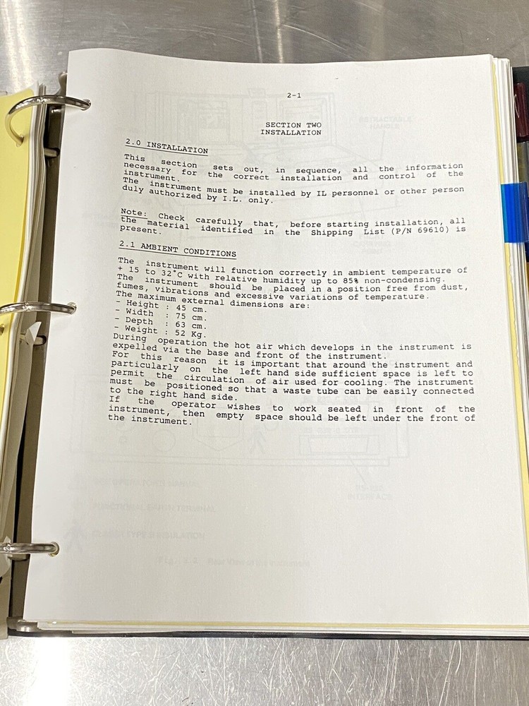 Instrumentation Lab ACL Blood Coagulation System- Users Guide / Instruction Book