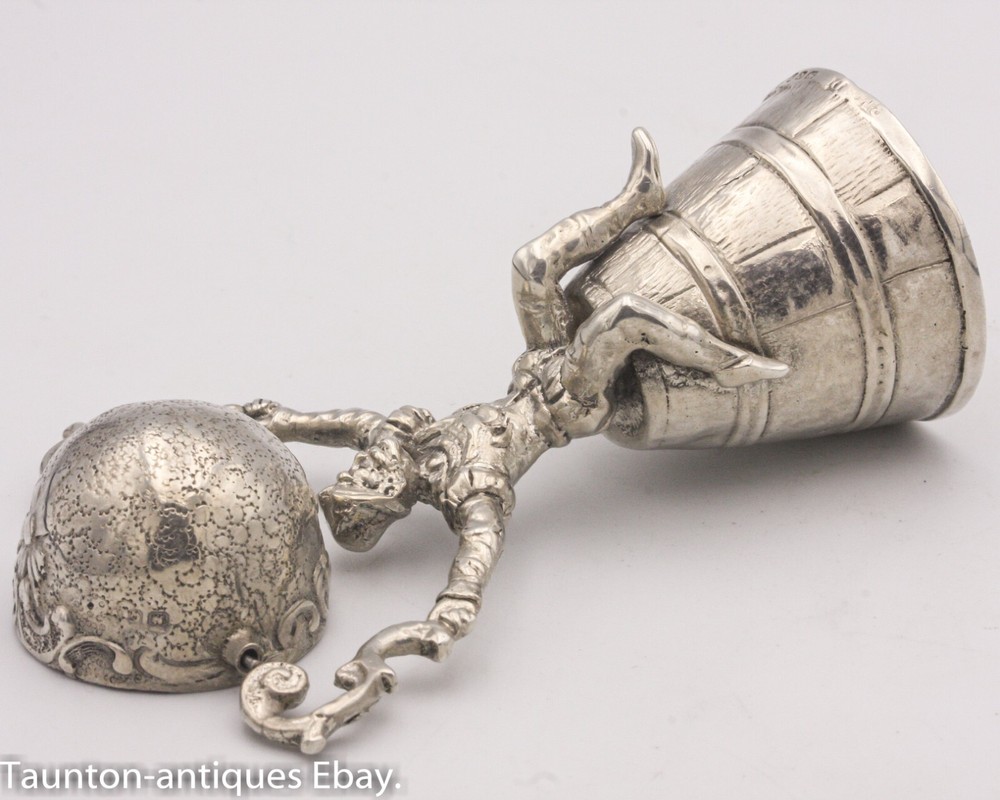 Solid sterling silver wager cup Marriage Berthold Muller 1899 Chester jester?