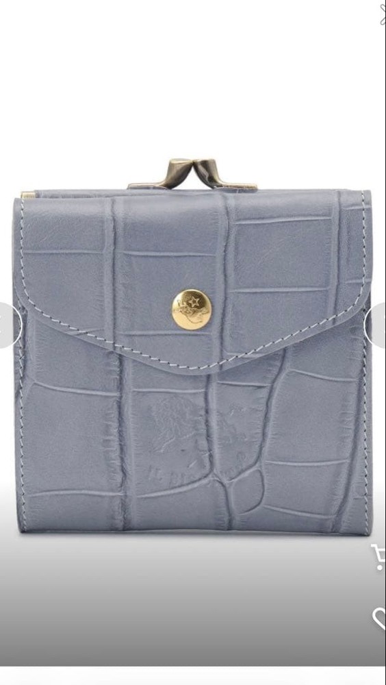 IL BISONTE Crocodile Embossed Wallet Light Gray From Japan