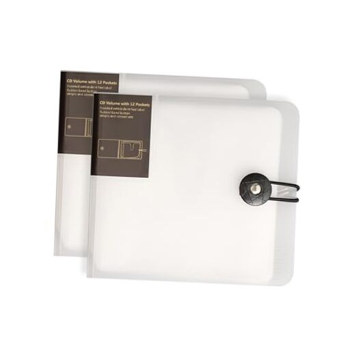 CD Case, 1Capacity CD/DVD Case Holders Wallet Hard Plastic 2 Translucent White