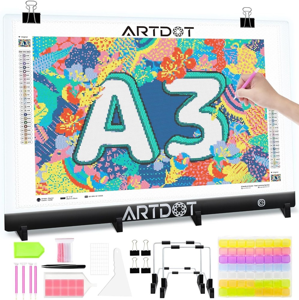 A3 LED Light Pad for Diamond Painting - USB Powered & Adjustable Brightness