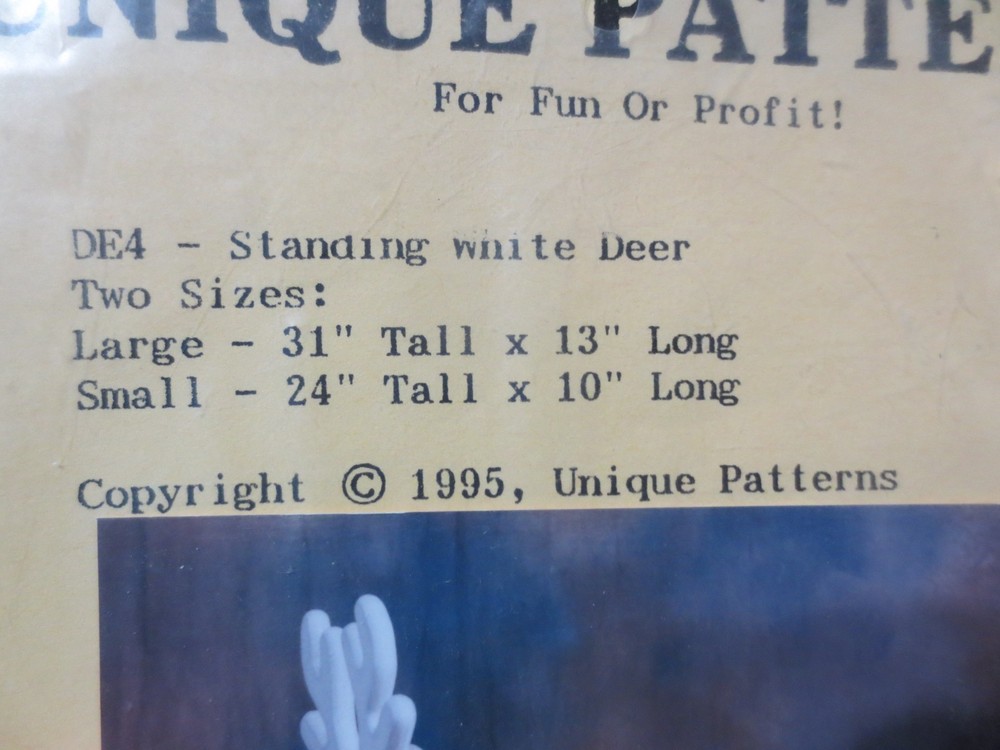 Vtg Unique Patterns Standing White Reindeer uncut
