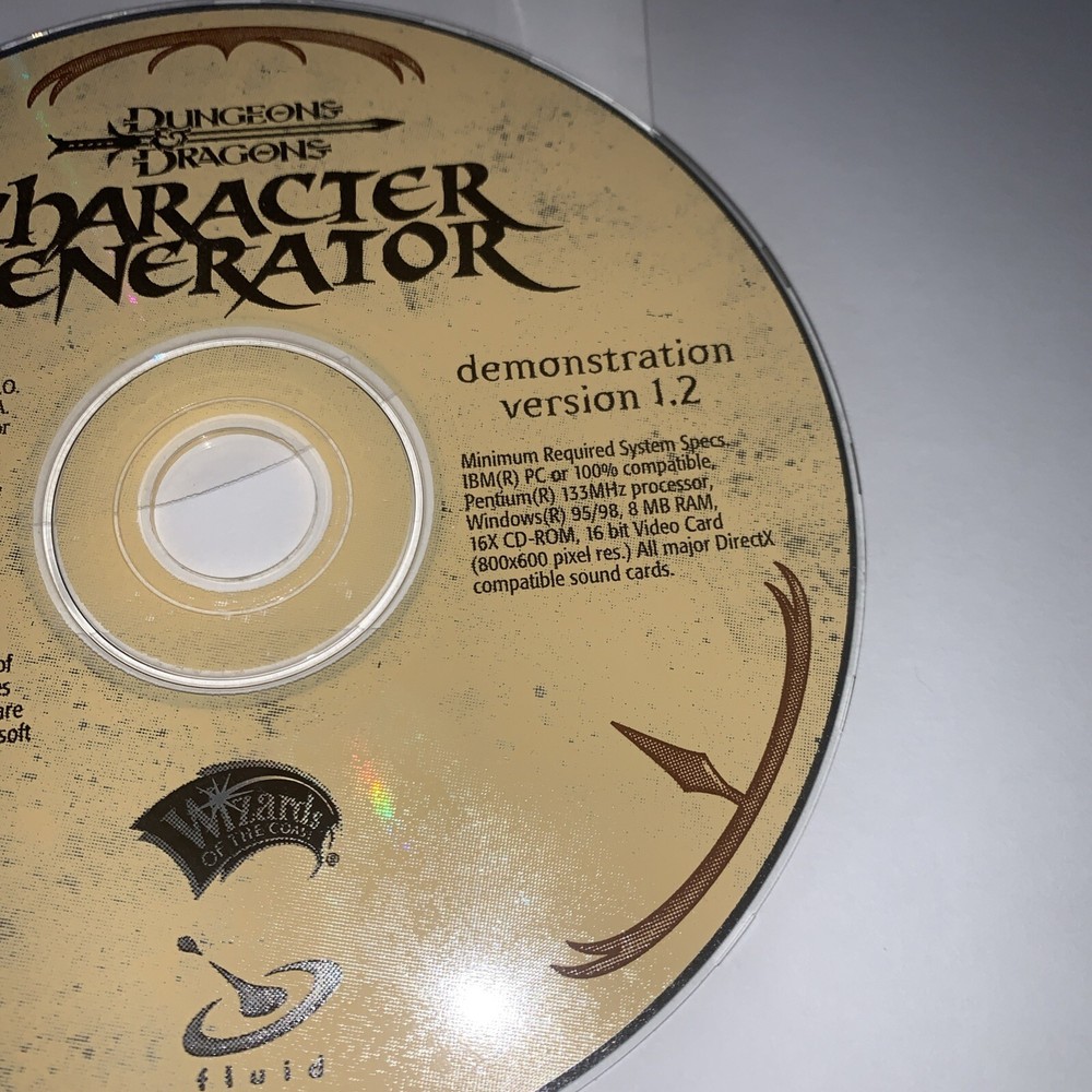 Dungeons & Dragons - Character Generator - Demonstration Version 1.2 - DISC ONLY