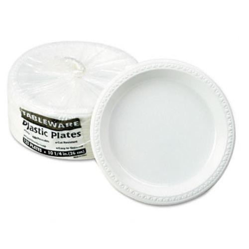 Tablemate Dinnerware Plate - Plastic - 10.25" - Sage, White (TM10644WH)