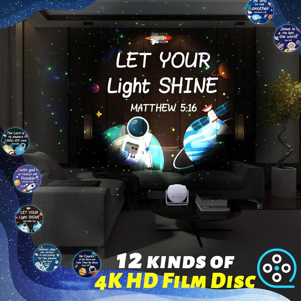 Bible Verses Projector Galaxy Projector Includes 12 Interchangeable Christian