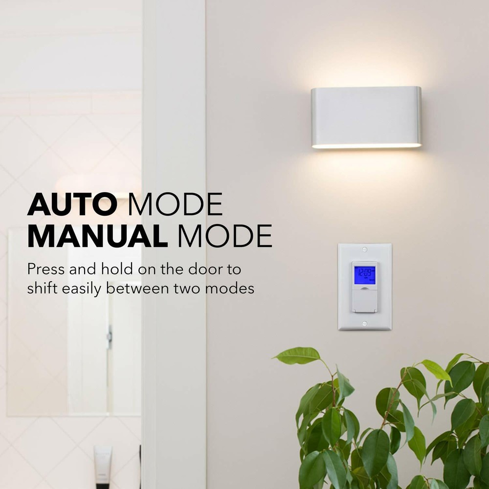 BN-LINK 7 Day Programmable Timer Switch, Single or 3 Way, blue background light