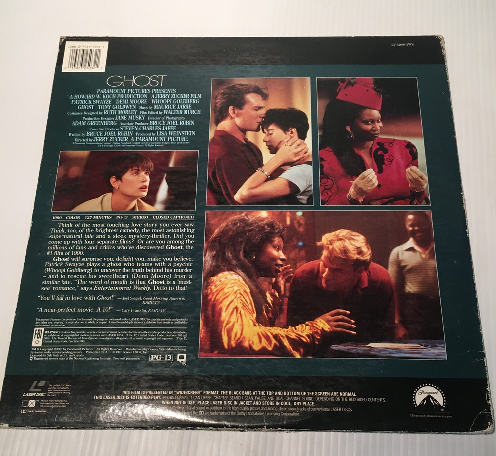 GHOST Two Laserdiscs LDs Demi Moore Patrick Swayze 1991 Paramount LV 32004-2WS