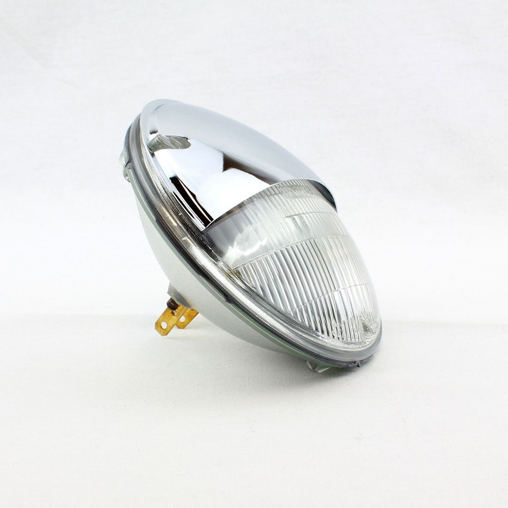 7" Headlight Headlamp Light Bulbs Chrome Trim Half Moons Shield Covers Pair 12V