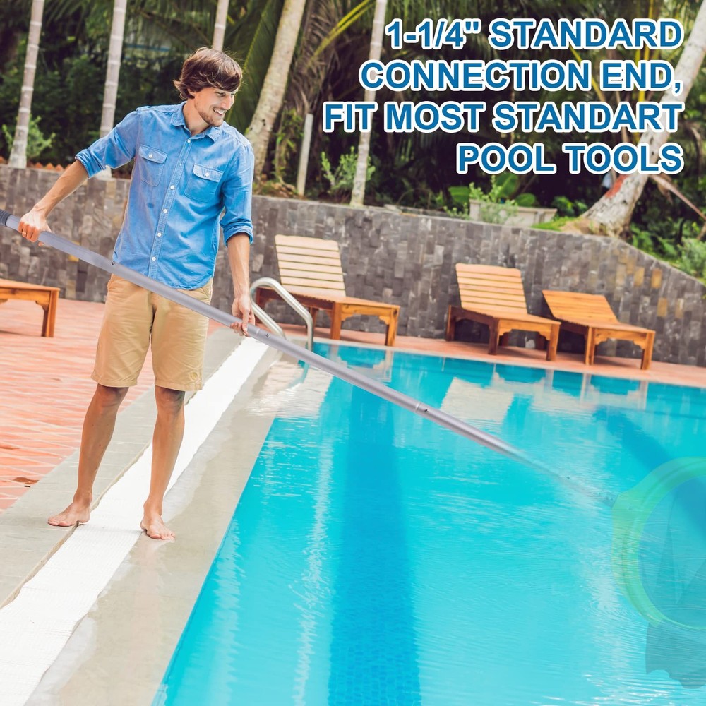 Pool Pole Anodized Aluminum Extension Cleaning Pole 10.5 ft