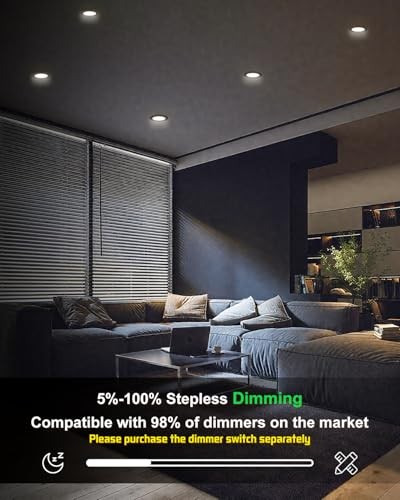 zouzai 1 Pack 6 Inch Black 5CCT Reset Ultra-Thin LED Recessed Ceiling Light with