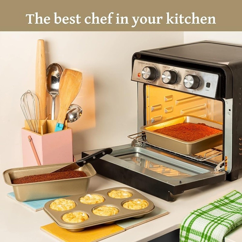 5 Piece Nonstick Baking Set Oven Safe Pans Muffin Tray Stackable Bakeware New