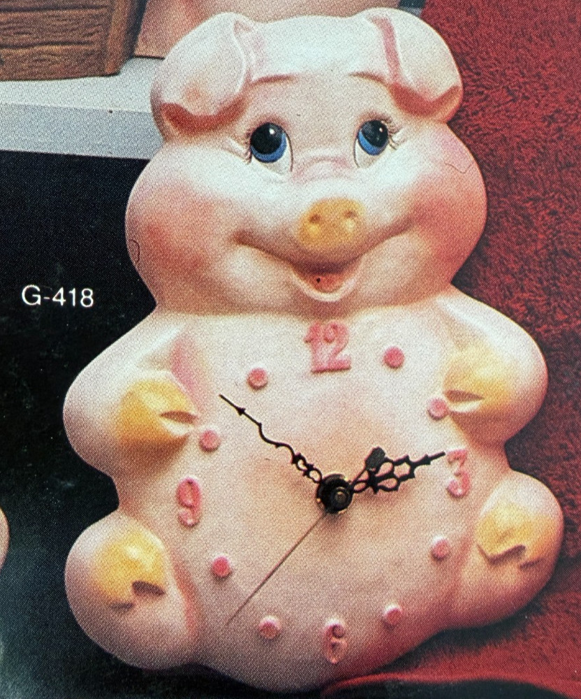 VINTAGE GEORGIES CERAMIC MOLD #G-418 PIG CLOCK