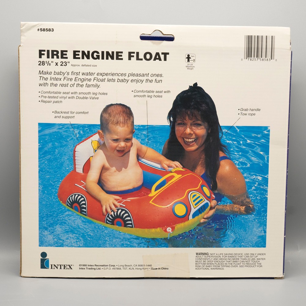 Vtg 1995 Wet Set Intex Fire Engine Ride On Inflatable Pool Float Fireman #58583