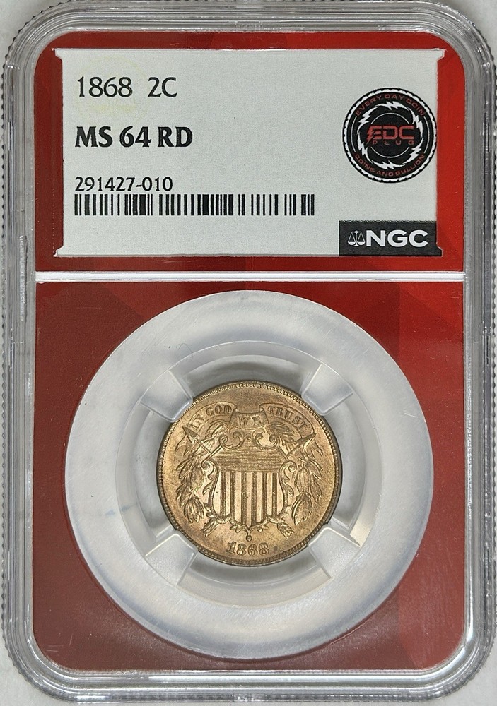 1868 TWO CENT PEICE NGC MS64 RED